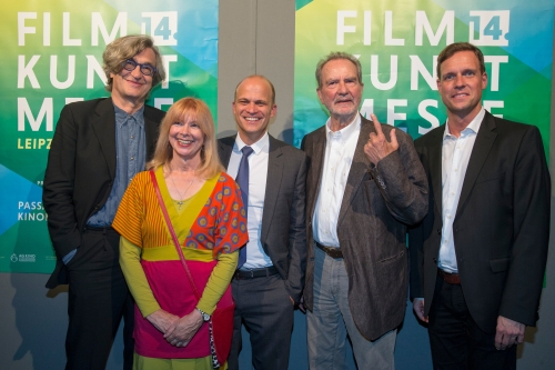 Gilde Filmpreis, Preistr&auml;ger und Gastgeber: Wim Wenders, Ursula Monn, Christian Br&auml;uer, Edgar Reitz, Felix Bruder (v.l.)